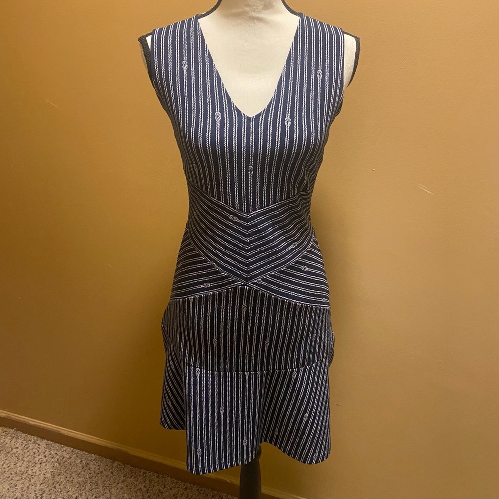 Women Michael Michael Kors Navy blue nautical knot tank panel full skirt dress